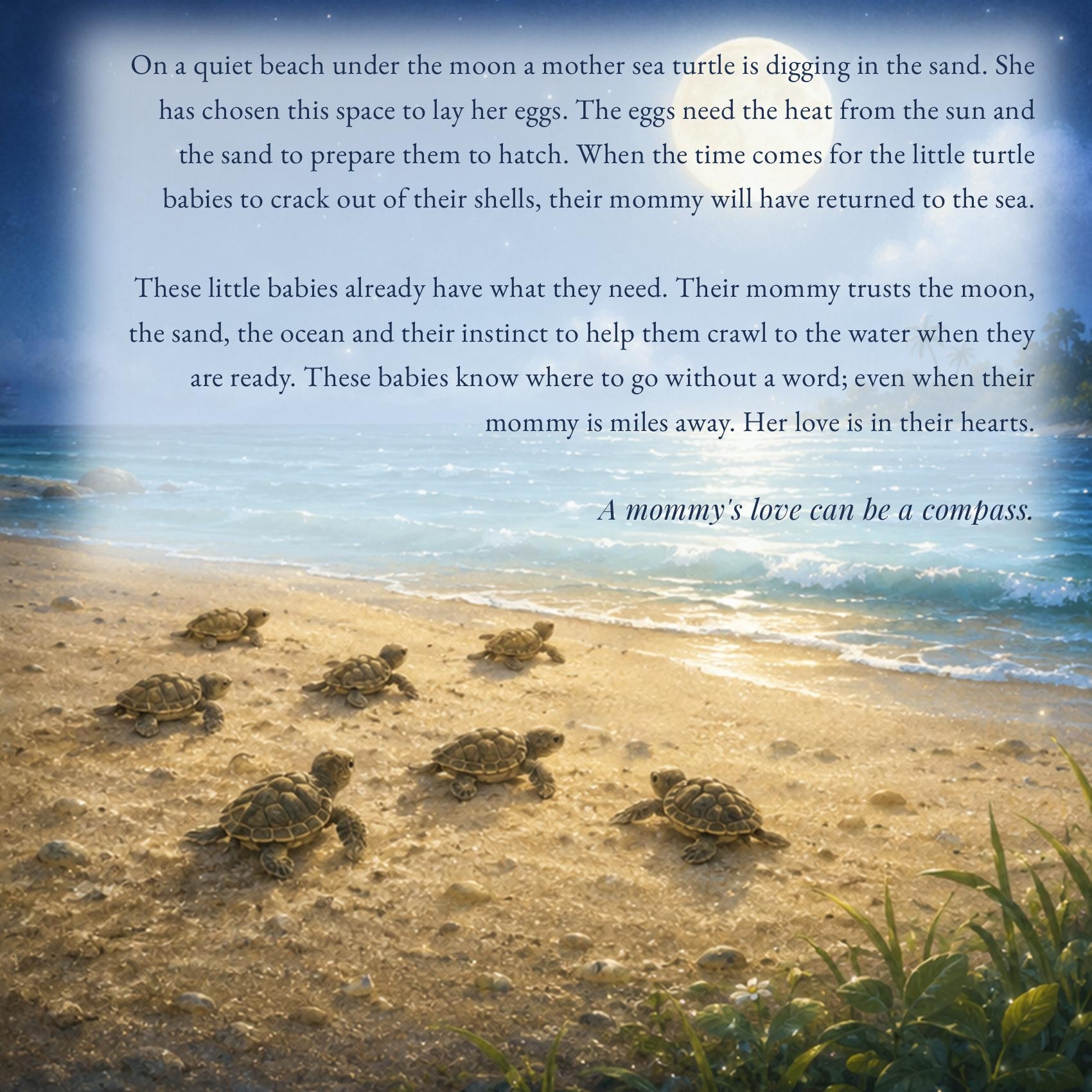Page from A Mommy's Love reading: A mommy's love can be a compass.