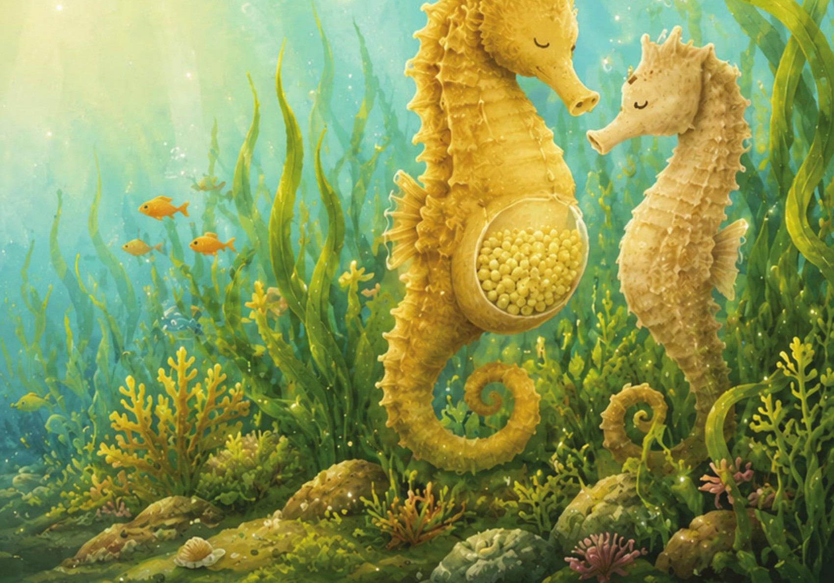 A seahorse family, illustration from A Mommy's Love