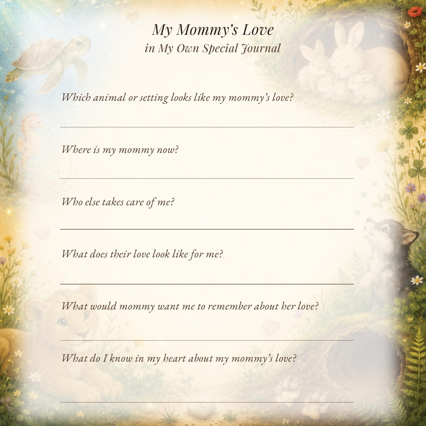 My Mommy's Love, in My Own Special Journal — the closing reflection pages of A Mommy's Love
